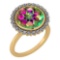 Certified 5.95 Ctw Mystic Topaz And Diamond VS/SI1 Halo Ring 14K Yellow Gold MADE IN USA