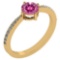 0.97 Ctw Pink Tourmaline And Diamond 14k Yellow Gold Halo Ring