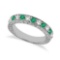 Antique style Diamond and Emerald Wedding Ring 14kt White Gold 1.03ctw