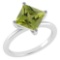 Certified 3.00 Ctw Peridot Ladies Fashion 14K White Gold Solitaire Ring (VS/SI1) MADE IN USA