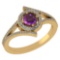 0.73 Ctw Amethyst And Diamond 14k Yellow Gold Halo Ring
