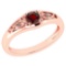 Certified 0.37 Ctw Garnet And Diamond 14k Rose Gold Halo Ring
