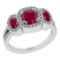 2.43 Ctw SI2/I1 Ruby And Diamond 14K White Gold three Stone Engagement Ring