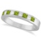 Princess Channel-Set Diamond and Peridot Ring Band 14K White Gold