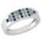 Certified 1.22 Ctw Treated Fancy Blue Diamond And White Diamond Ladies Fashion Halo Ring 14k White G