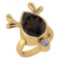 Certified 5.75 Ctw Smoky Quartz And Diamond Ladies Fashion Halo Ring 14k Rose Gold (VS/SI1) MADE IN