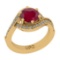 1.18 Ctw SI2/I1 Ruby And Diamond 14K Yellow Gold Bridal Wedding Set Ring