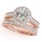 Certified 1.40 Ctw SI2/I1 Diamond 14K Rose Gold Engagement Halo Set Ring