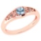 Certified 0.37 Ctw Aquamarine And Diamond 14k Rose Gold Halo Ring