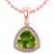 3.15 Ctw Peridot And Diamond 14k Rose Gold Pendant