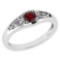 Certified 0.37 Ctw Garnet And Diamond 14k White Gold Halo Ring
