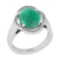 3.16 Ctw SI2/I1 Emerald And Diamond 14K White Gold Engagement Ring