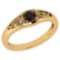 Certified 0.37 Ctw Smoky Quarzt And Diamond 14k Yellow Gold Halo Ring