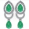 2.34 Ctw Emerald And Diamond 14k White Gold Halo Dangling Earring