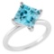 Certified 3.00 Ctw Blue Topaz Ladies Fashion 14K White Gold Solitaire Ring (VS/SI1) MADE IN USA