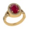 3.90 Ctw SI2/I1 Ruby And Diamond 14K Yellow Gold Engagement Ring