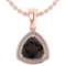 3.15 Ctw Smoky Quarzt And Diamond 14k Rose Gold Pendant