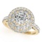 Certified 1.55 Ctw SI2/I1 Diamond 14K Yellow Gold Engagement Halo Ring
