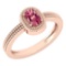 Certified 1.50 Ctw Pink Touramline Ladies Fashion 14K Rose Gold Solitaire Ring MADE IN USA