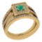 0.81 Ctw SI2/I1 Emerald And Diamond 14K Yellow Gold Anniversary Set Ring