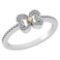 Certified 0.24 Ctw Citrine And Diamond 18k White Gold Halo Ring