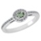 Certified 0.29Ctw Green Amethyst And Diamond 18k White Gold Halo Ring (VS/SI1) MADE IN USA