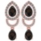 2.34 Ctw Smoky Quarzt And Diamond 14k Rose Gold Halo Dangling Earring