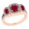 2.43 Ctw SI2/I1 Ruby And Diamond 14K Rose Gold three Stone Engagement Ring