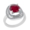 1.65 Ctw I2/I3 Ruby And Diamond 14K White Gold Engagement Halo Ring