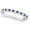 Cathedral Blue Sapphire and Diamond Wedding Band 14k White Gold 1.29ctw