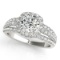 Certified 1.60 Ctw SI2/I1 Diamond 14K White Gold Engagement Halo Ring