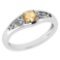 Certified 0.37 Ctw Citrine And Diamond 14k White Gold Halo Ring