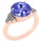 Certified 3.60 Ctw Tanzanite And Diamond Ring 14K Rose Gold