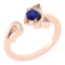 Certified 0.46 Ctw Blue Sapphire And Diamond Ladies Fashion Halo Ring 14k Rose Gold (VS/SI1) MADE IN