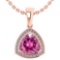 3.15 Ctw Pink Tourmaline And Diamond 14k Rose Gold Pendant
