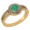 0.78 Ctw Emerald And Diamond 14k Yellow Gold Halo Ring