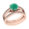 1.67 Ctw SI2/I1 Emerald And Diamond 14K Rose Gold Bridal Wedding Set Ring