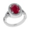 3.90 Ctw SI2/I1 Ruby And Diamond 14K White Gold Engagement Ring