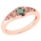 Certified 0.37 Ctw Green Amethyst And Diamond 14k Rose Gold Halo Ring