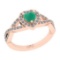 0.90 Ctw SI2/I1 Emerald And Diamond 14K Rose Gold Engagement Ring