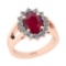 3.02 Ctw SI2/I1 Ruby And Diamond 14K Rose Gold Engagement Ring