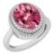 Certified 5.05 Ctw Pink Tourmaline 14K White Gold Solitaire Ring