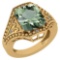 Certified 6.04 Ctw Green Amethyst And Diamond Ladies Fashion Halo Ring 14k Yellow Gold (VS/SI1) MADE