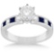 Channel Blue Sapphire and Diamond Engagement Ring 14k White Gold 1.60ctw