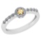 0.27 Ctw Citrine And Diamond 14k White Gold Halo Ring