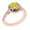 1.60 Ctw I2/I3 Treated Fancy Yellow And White Diamond 14K Rose Gold Engagement Halo Ring