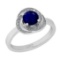 1.10 Ctw I2/I3 Blue Sapphire And Diamond 14K White Gold Anniversary Ring