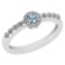 0.27 Ctw Aquamarine And Diamond 14k White Gold Halo Ring
