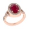 3.90 Ctw SI2/I1 Ruby And Diamond 14K Rose Gold Engagement Ring