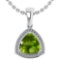 3.15 Ctw Peridot And Diamond 14k White Gold Pendant